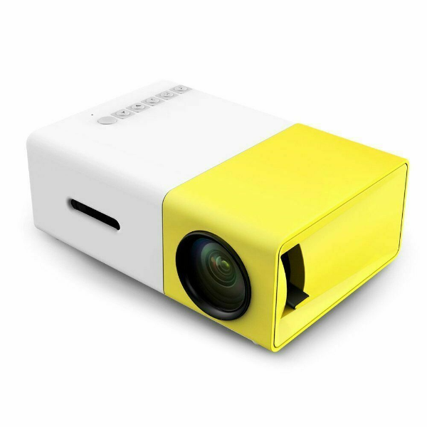 Foto do Produto Mini Projetor Led Multimedia Portatil TGT / LCD / 10-18W / Wifi / HD / Com Controle Remoto - Amarelo/Branco