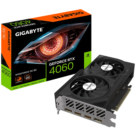 Foto do Produto Placa de Vídeo Gigabyte GeForce RTX4060 Windforce OC 8GB GDDR6 PCI-Express