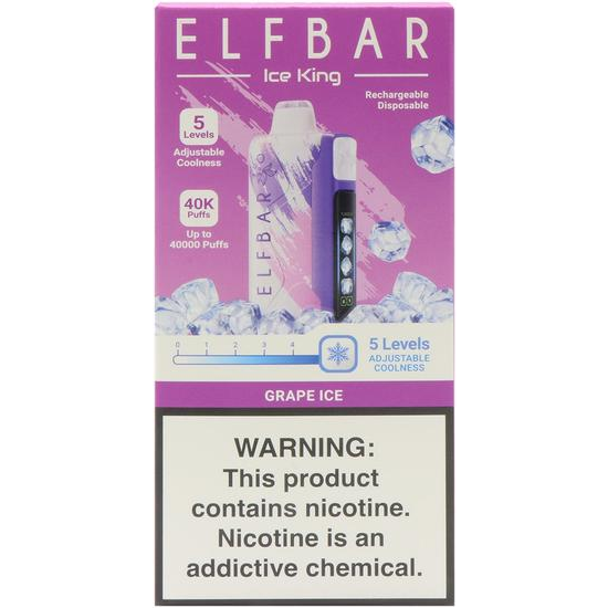Foto do Produto Vaper Descartável Elfbar Ice King 40K Grape Ice 40000 Puffs