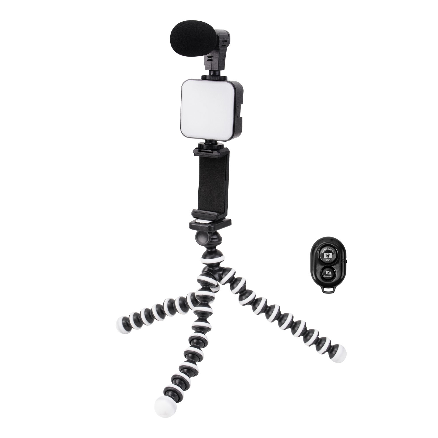 Foto do Produto Bastão de Selfie Satellite A-RM900K - Com Luz LED e Microfone - Bluetooth - Tripé - Preto