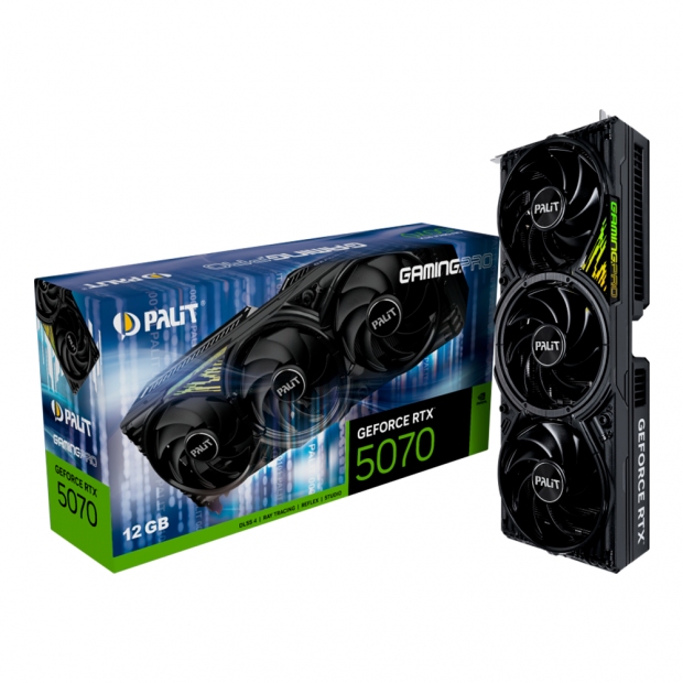 Foto do Produto Placa de Video Palit GamingPro 12GB Nvidia GeForce RTX5070 GDDR7 NE75070019K9-GB20 192Bits 2325Mhz, 1xHDMI, 3xDISPLAYPORT