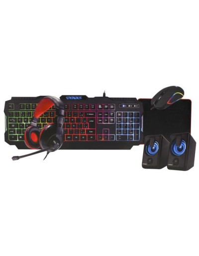 Foto do Produto Kit Gamer Teclado Satellite Kg501 Usb Com Mouse / Mouse Pad / Fone De Ouvido / Caixa De Som