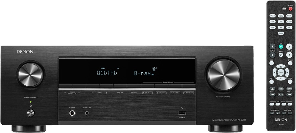 Foto do Produto Receiver Denon AVR-X580BT 5.2 Canais 130W 8K Ultra HD/Bluetooth 220V/50-60Hz Preto