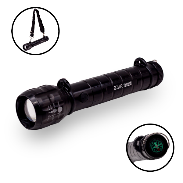 Foto do Produto Lanterna Tática Golden Led Strong ZLZ112-2 100000W (NÃO INCLUI BATERIA) - Preto