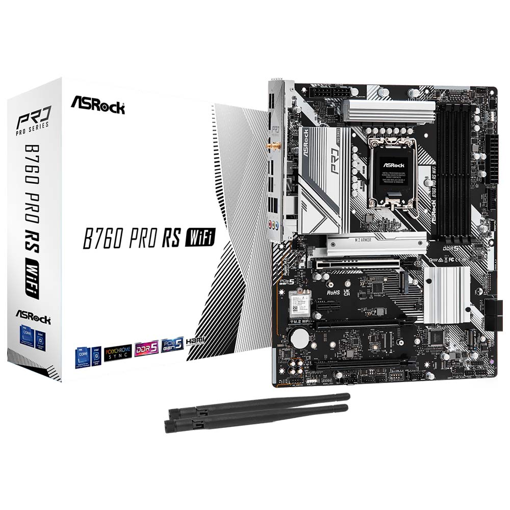 Foto do Produto Placa Mae ASRock B760 Pro RS Wi-Fi Socket LGA 1700 / DDR5