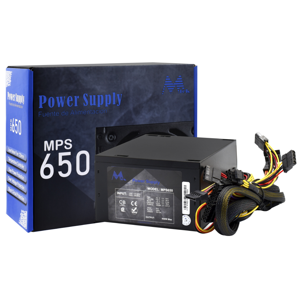 Foto do Produto Fonte de Alimentação Mtek MPS650 650W ATX / Não Modular