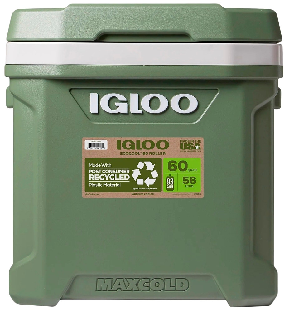 Foto do Produto Caixa Térmica Igloo com rodas Ecocool Vintage 60QT - Verde