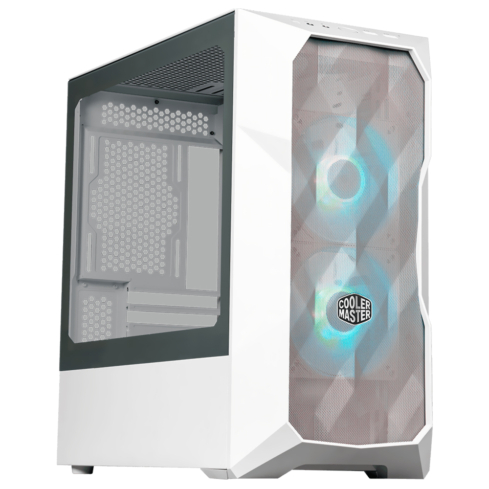 Foto do Produto Gabinete Gamer Cooler Master MasterBox TD300 Mesh RGB / 2 Cooler - Branco (TD300-WGNN-S00)