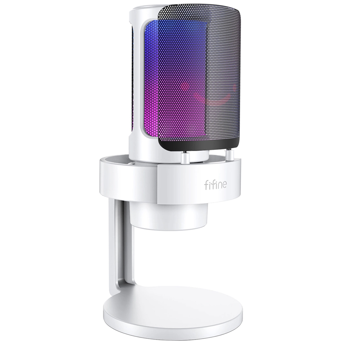 Foto do Produto Microfone Com Fio Fifine Ampligame A8 - Type-C/3.5MM - Condensador Cardioide - RGB - Branco