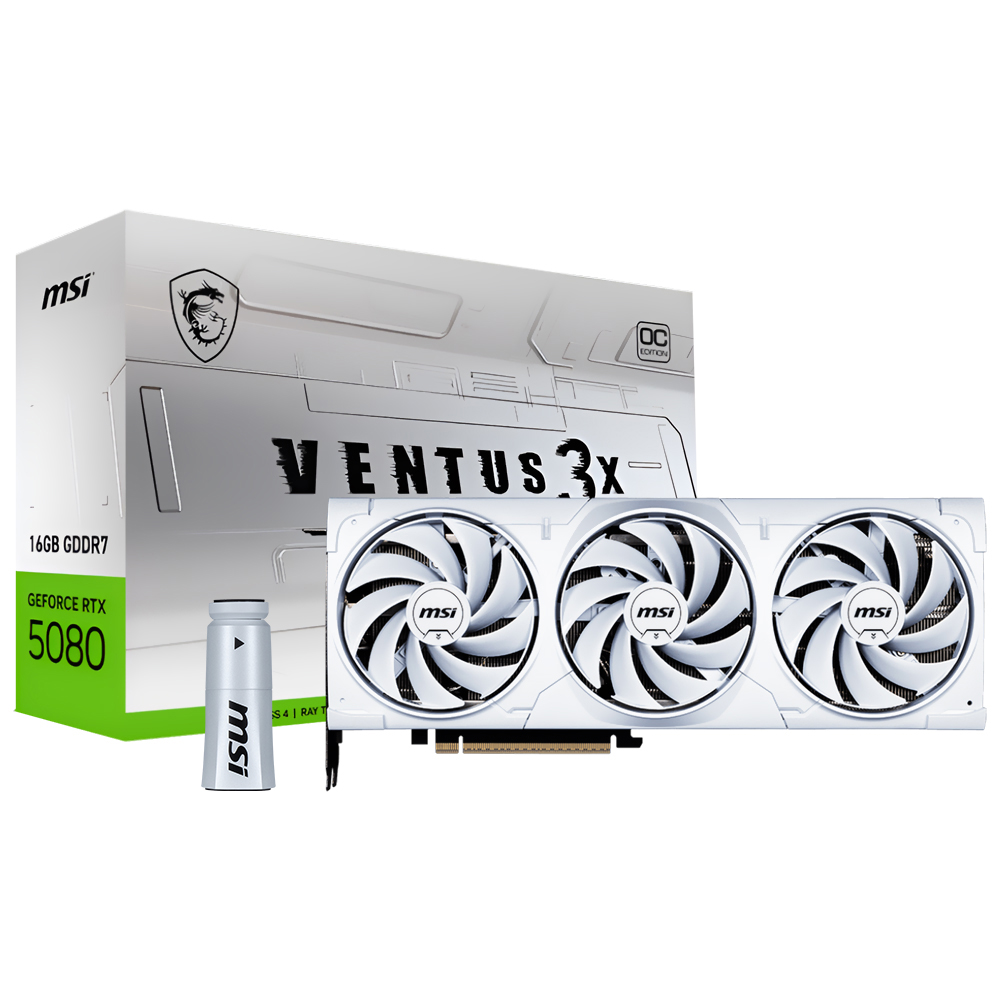 Foto do Produto Placa de Video MSI Ventus 3X OC White 16GB RTX5080 GDDR7 - 912-V531-202