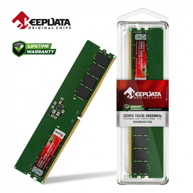 Foto do Produto Memória Keepdata, DDR5 16GB (1x16GB), 4800MHz, KD48N40/16G, Verde