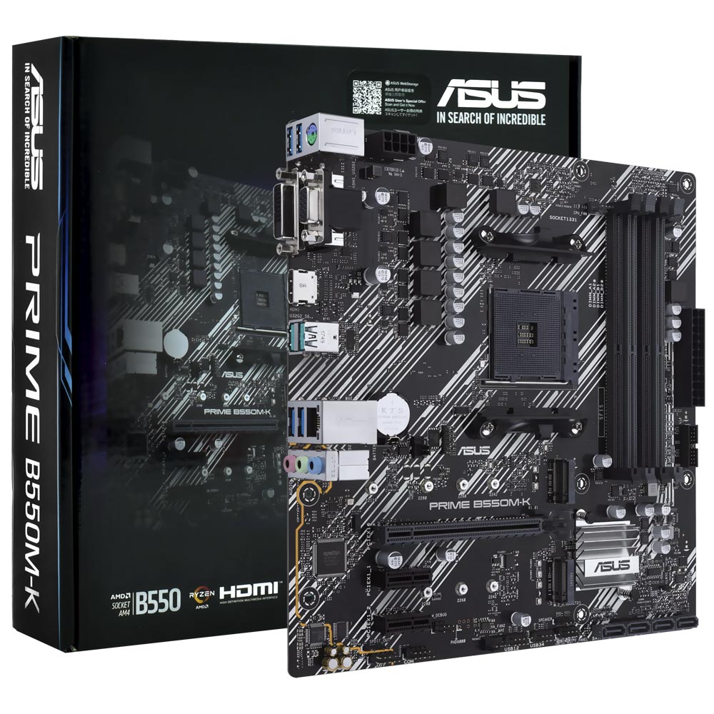 Foto do Produto Placa Mãe ASUS Prime B550M-K Socket AM4 / VGA / DDR4