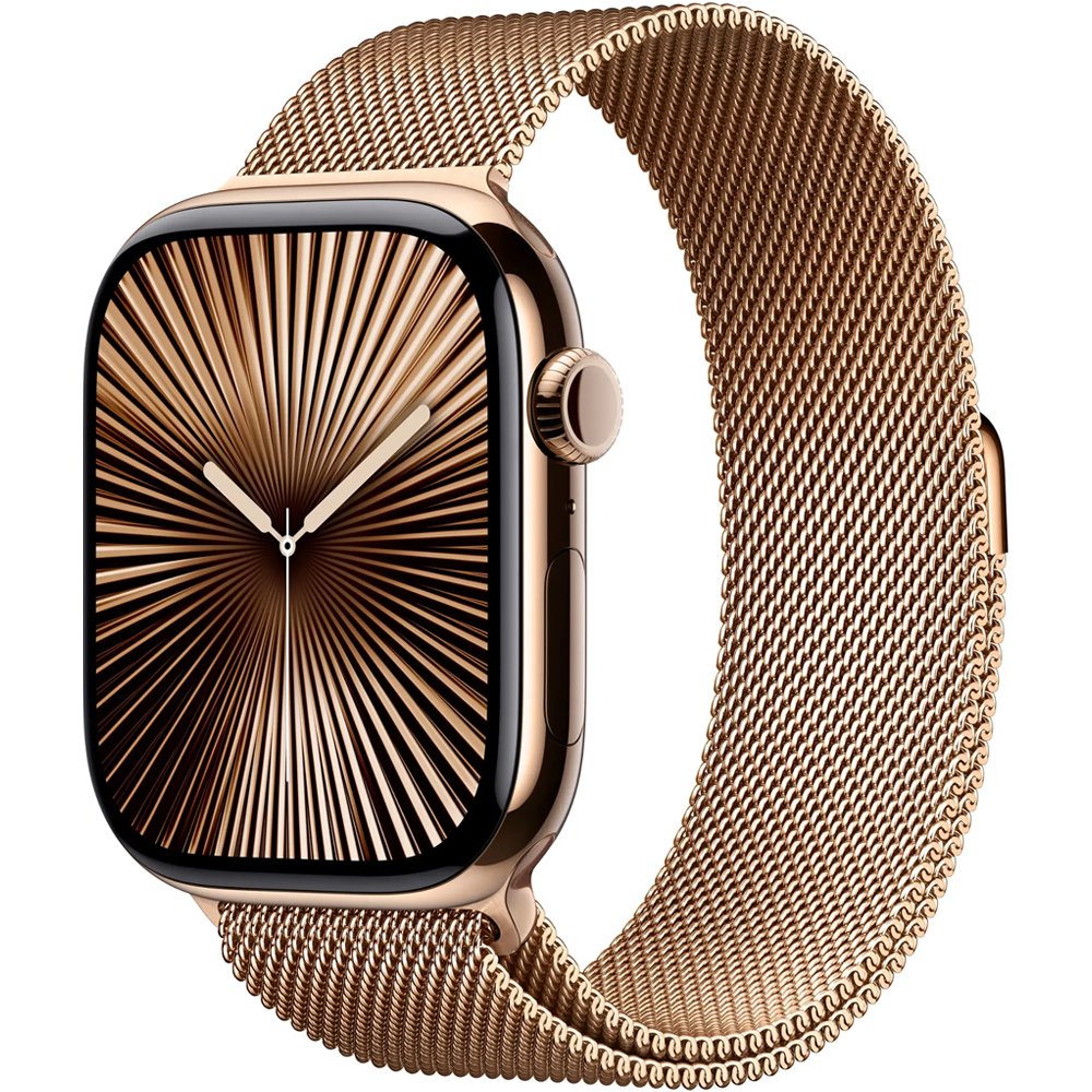 Foto do Produto Apple Watch Series 10 46mm GPS + Celular MX003LW/A Gold Titanium/Milanese Loop Gold M/L