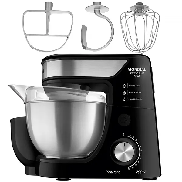Foto do Produto Batedeira Mondial Premium Inox BP-02P-B-TI 12 Velocidades 700 watts 220V ~ 50/60 Hz - Preta