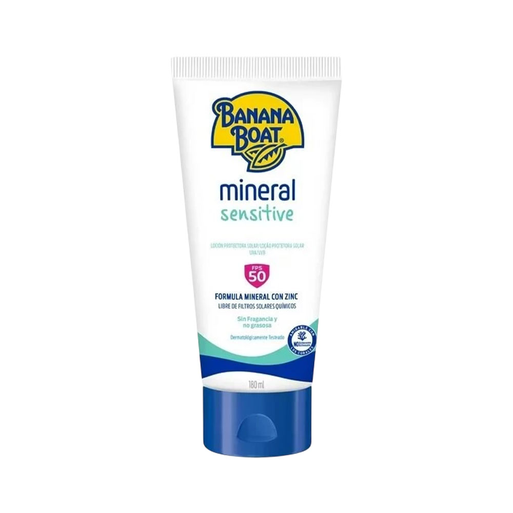 Foto do Produto PROTECTOR SOLAR EN LOCIÓN BANANA BOAT MINERAL SENSITIVE FPS50 180ML 60ML
