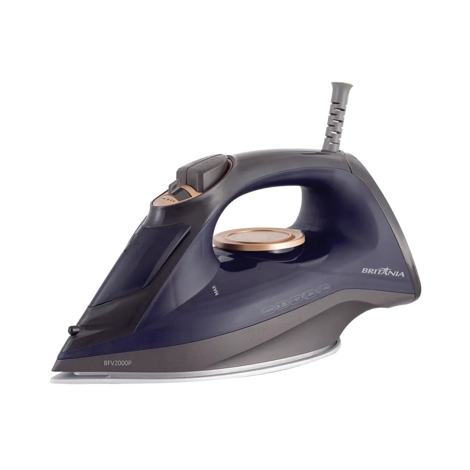 Foto do Produto BRITANIA PLANCHA A VAPOR BFV2000P CERAMIC 245ML/2NIV/1200W/110V/60HZ AZUL