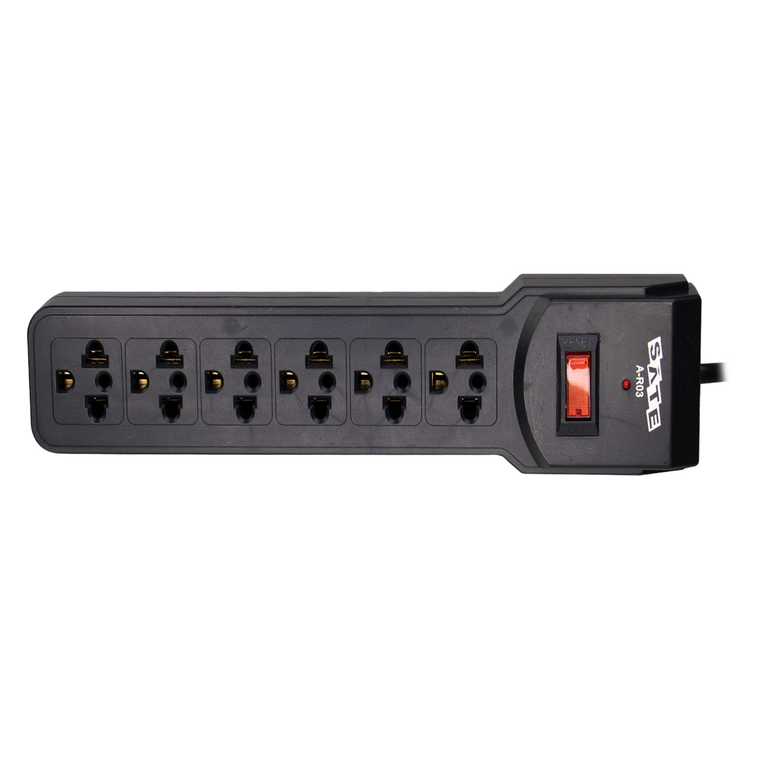 Foto do Produto Filtro de Linha Satellite A-R03 - 6 Tomadas - 1.5 Metros - Preto