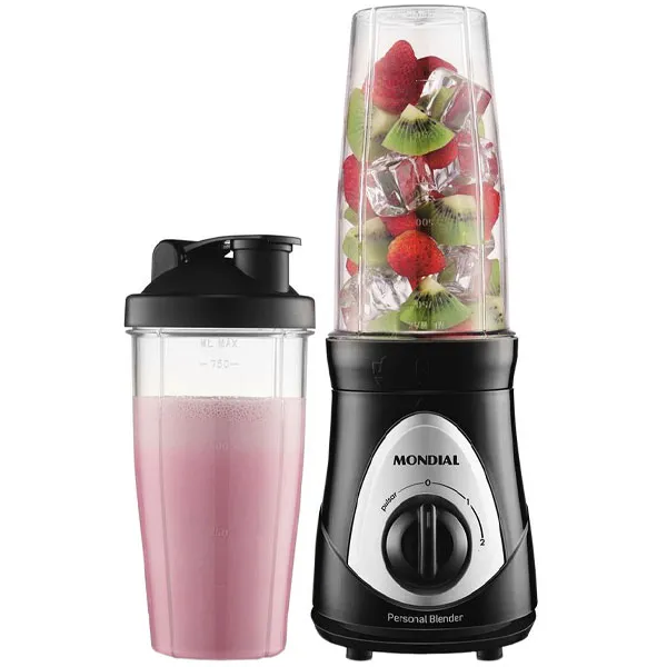 Foto do Produto Liquidificador Mondial Personal Blender DG-01 300 watts 750 ml 2 Velocidades + Pulsar 220V ~ 50/60 Hz - Preto/Prata