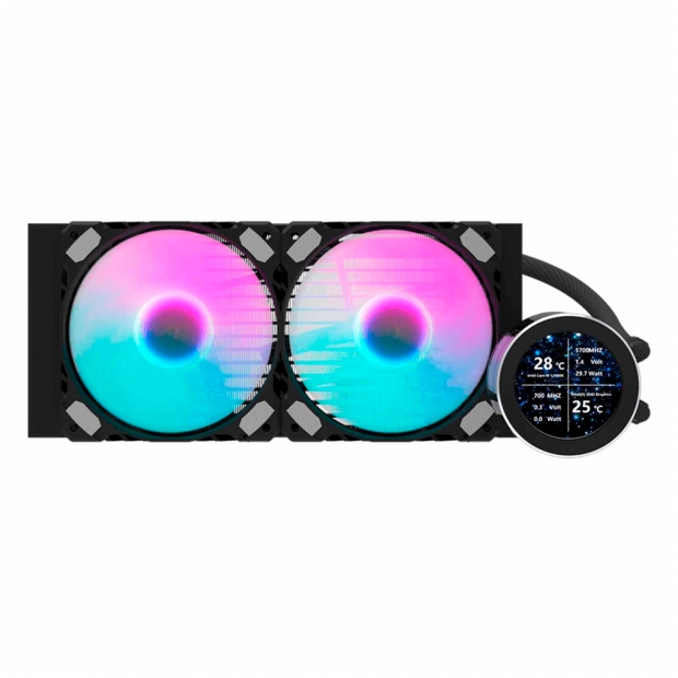 Foto do Produto Water Cooler CPU Aigo Darkflash Nebula DN240S 2.1" IPS display Liquid, ARGB, Preto, 240MM, Intel 115X/1200/1700, AMD AM3+/AM4/AM5