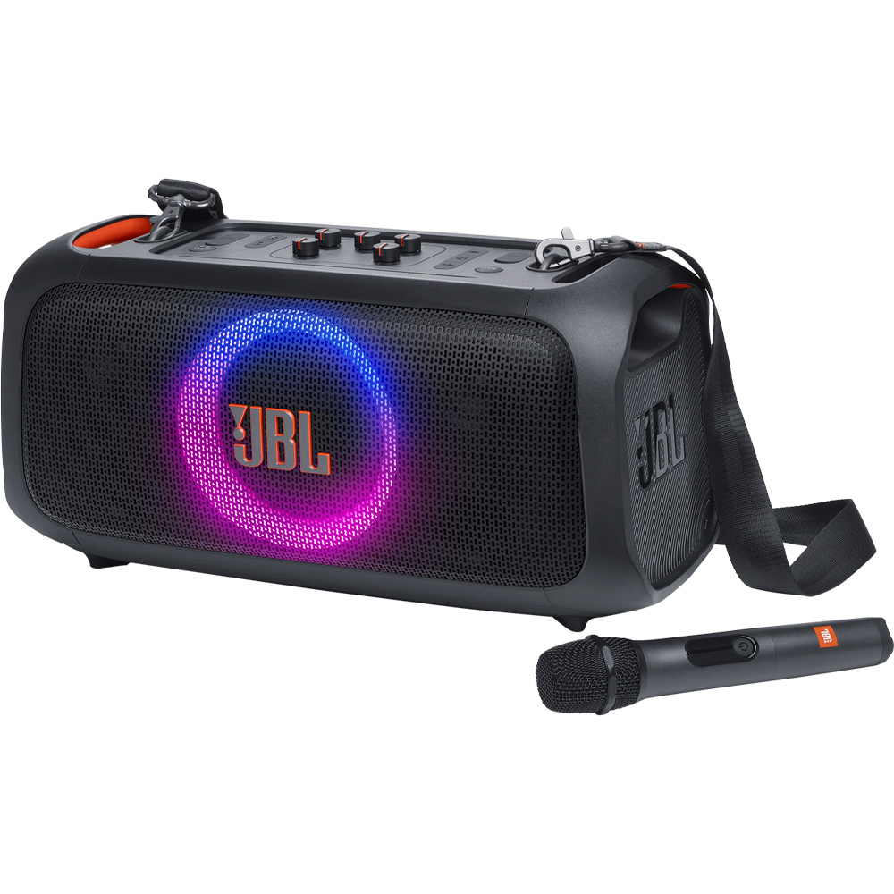 Foto do Produto Speaker JBL PartyBox On-The-Go Essential com Microfone Bluetooth 100W RMS IPX4 - Preto