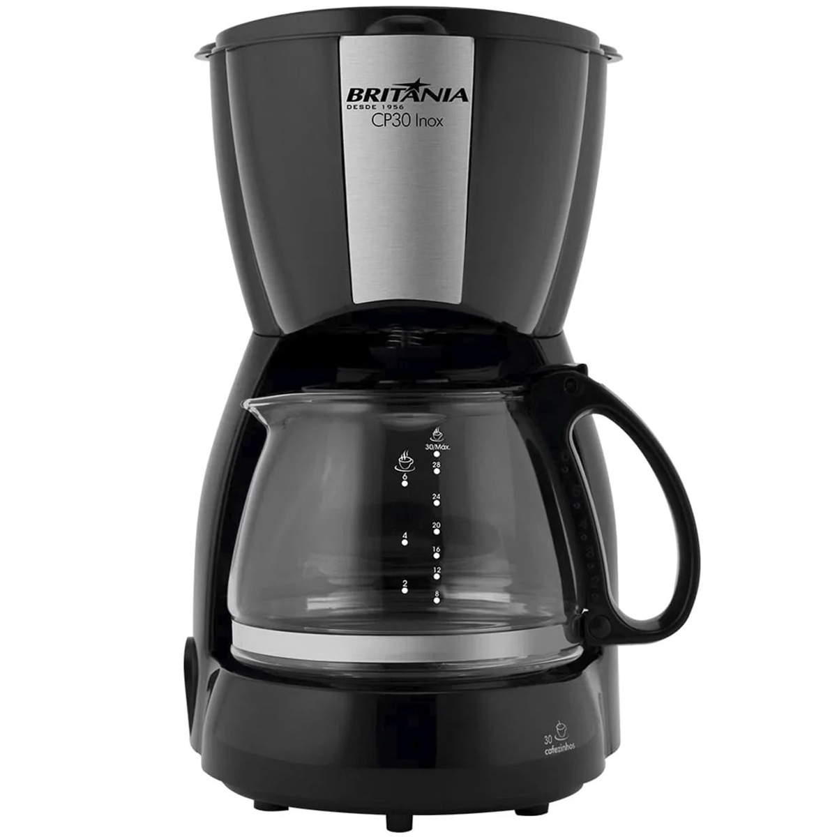 Foto do Produto Cafeteira Elétrica Britânia CP30 Inox - 800W - Até 30 Xícaras - 220V/60Hz - Preto