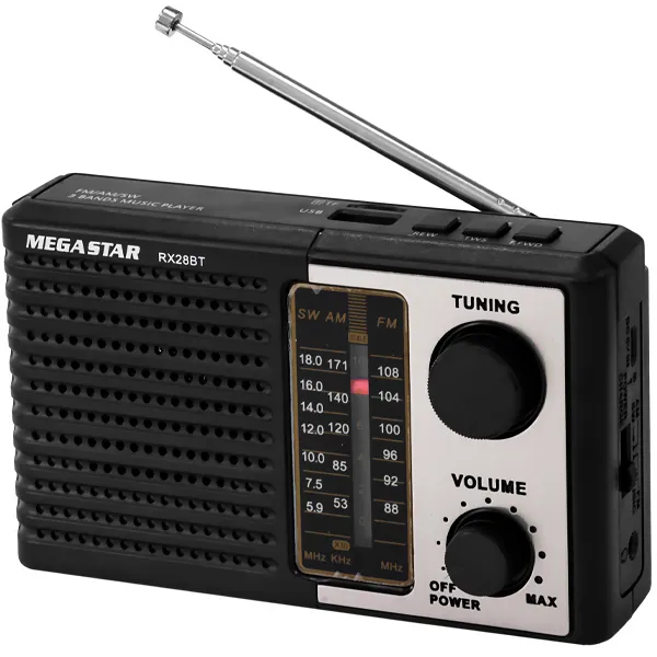 Foto do Produto Rádio Portátil MegaStar RX28BT com SD/USB/Bluetooth - Preto/Prata