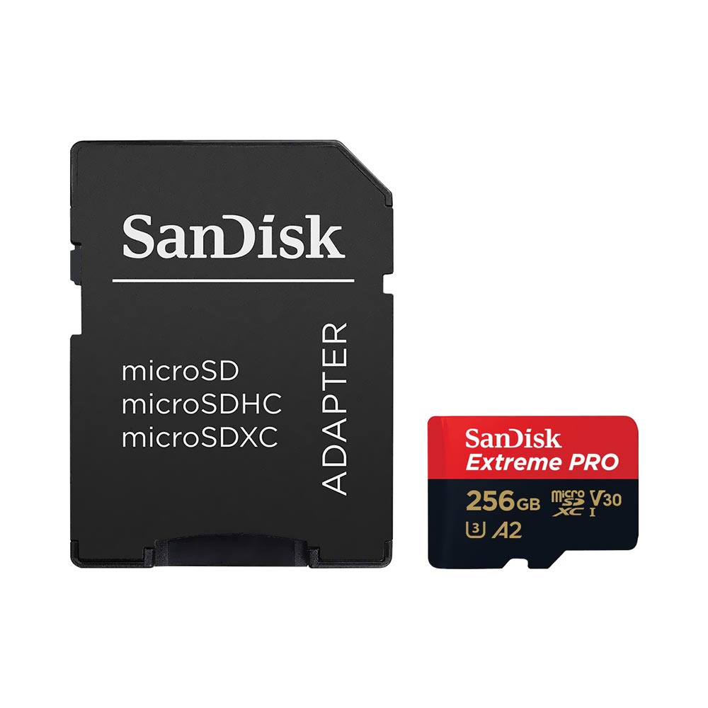 Foto do Produto Cartão de Memória Micro SD SanDisk Extreme Pro U3 V30 256GB UHD 4K - SDSQXCD-256G-GN6MA