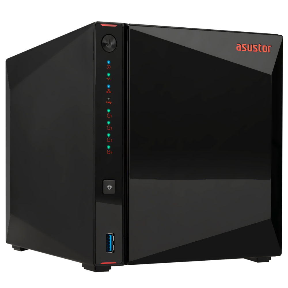 Foto do Produto Servidor Nas Storage Asustor AS5404T Intel Celeron N5105 de 2.0GHz / 4GB de RAM / 4 Baias / USB 3.2 / LAN - Preto