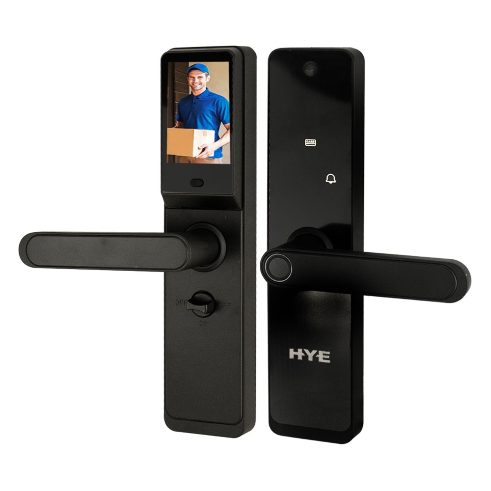 Foto do Produto Fechadura Elétrica Hye HYE-630MAX - Impressão Digital/Código Secreto/Aplicativo - Com Camera - Preto
