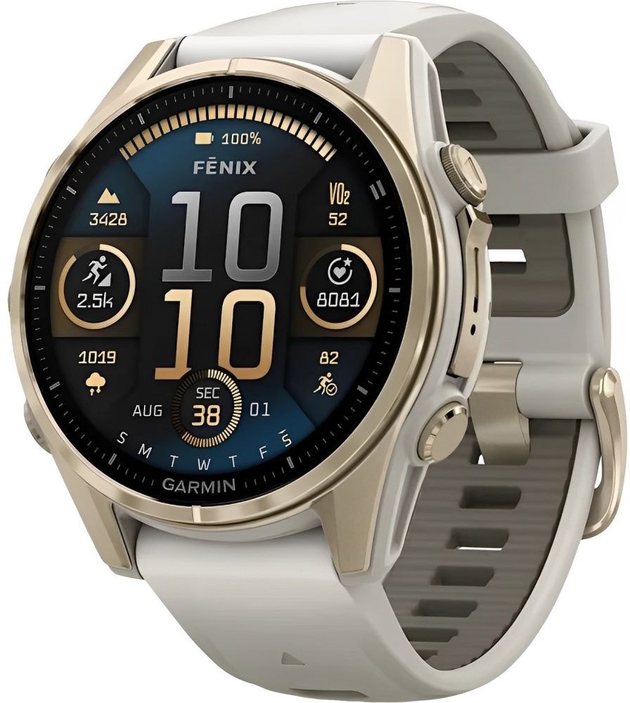 Foto do Produto Relógio GPS Garmin Fenix 8 43MM Amoled Sapphire 010-02903-10 - Soft Gold/Beige