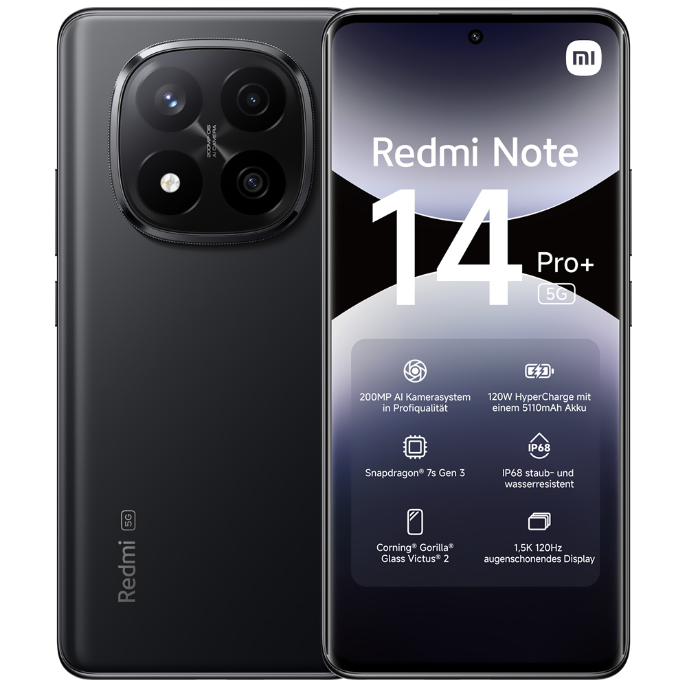 Foto do Produto Celular Xiaomi Redmi Note 14 Pro+ 5G 12GB de RAM / 512GB / Tela 6.67" / Dual Sim - Midnight Preto (Global)