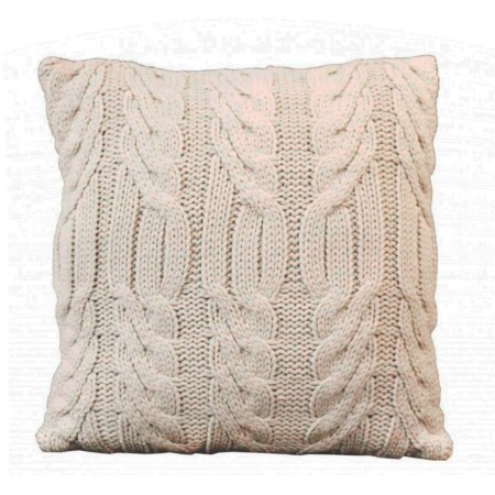 Foto do Produto Capa de Almofada Croche de La com Trancado Beige