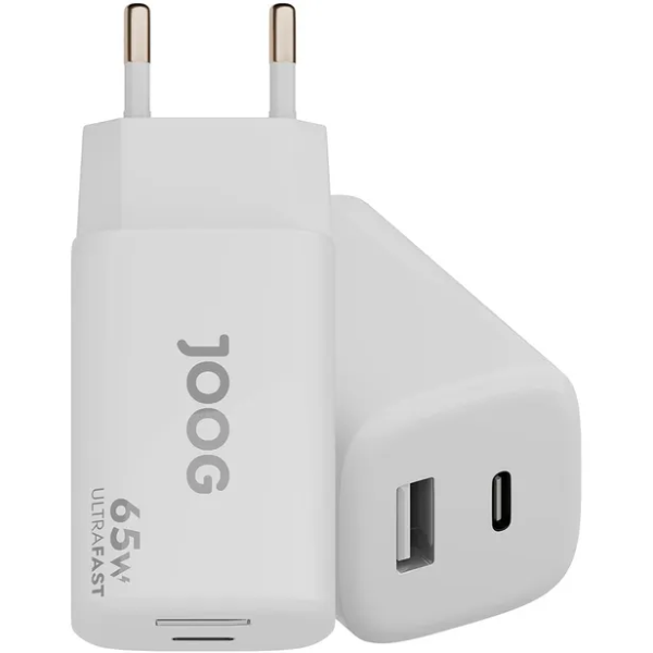 Foto do Produto Carregador / Adaptador de Parede Joog PD65W-JG / 65W / USB-A / USB-C - Branco