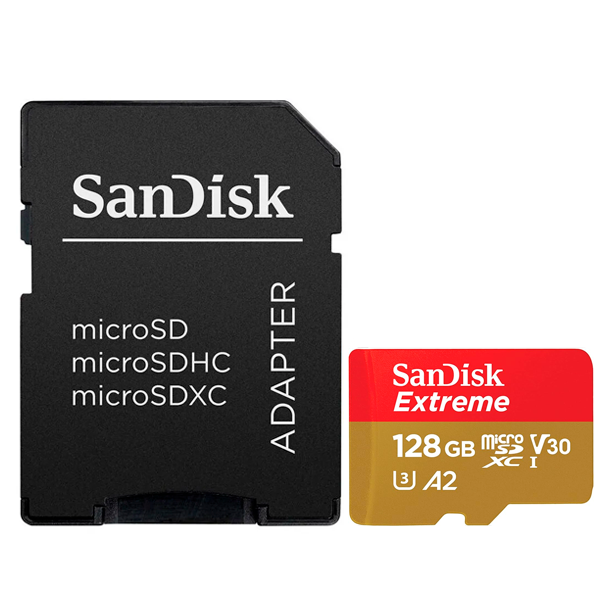 Foto do Produto CARTAO MICROSD 128GB SANDISK EXTREME 190MB/S 4K SDSQXAA-128G-GN6AA