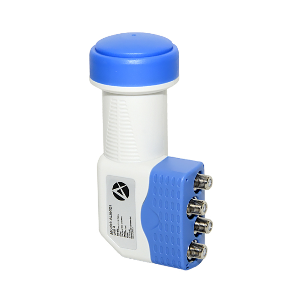 Foto do Produto LNB Alphasat ALN401 Universal com 4 Saídas - Branco/Azul