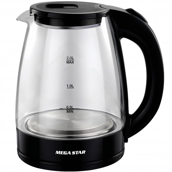 Foto do Produto Chaleira Eletrica Megastar TM9808 / 2 Litros / 1500W / 220V ~ 50/60Hz - Vidro Transparente/Preto