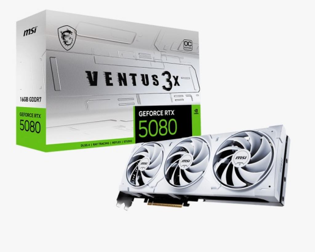 Foto do Produto Placa de Video 16GB EXP. GF-RTX5080 Msi Ventus 3X OC White 912-V531-202