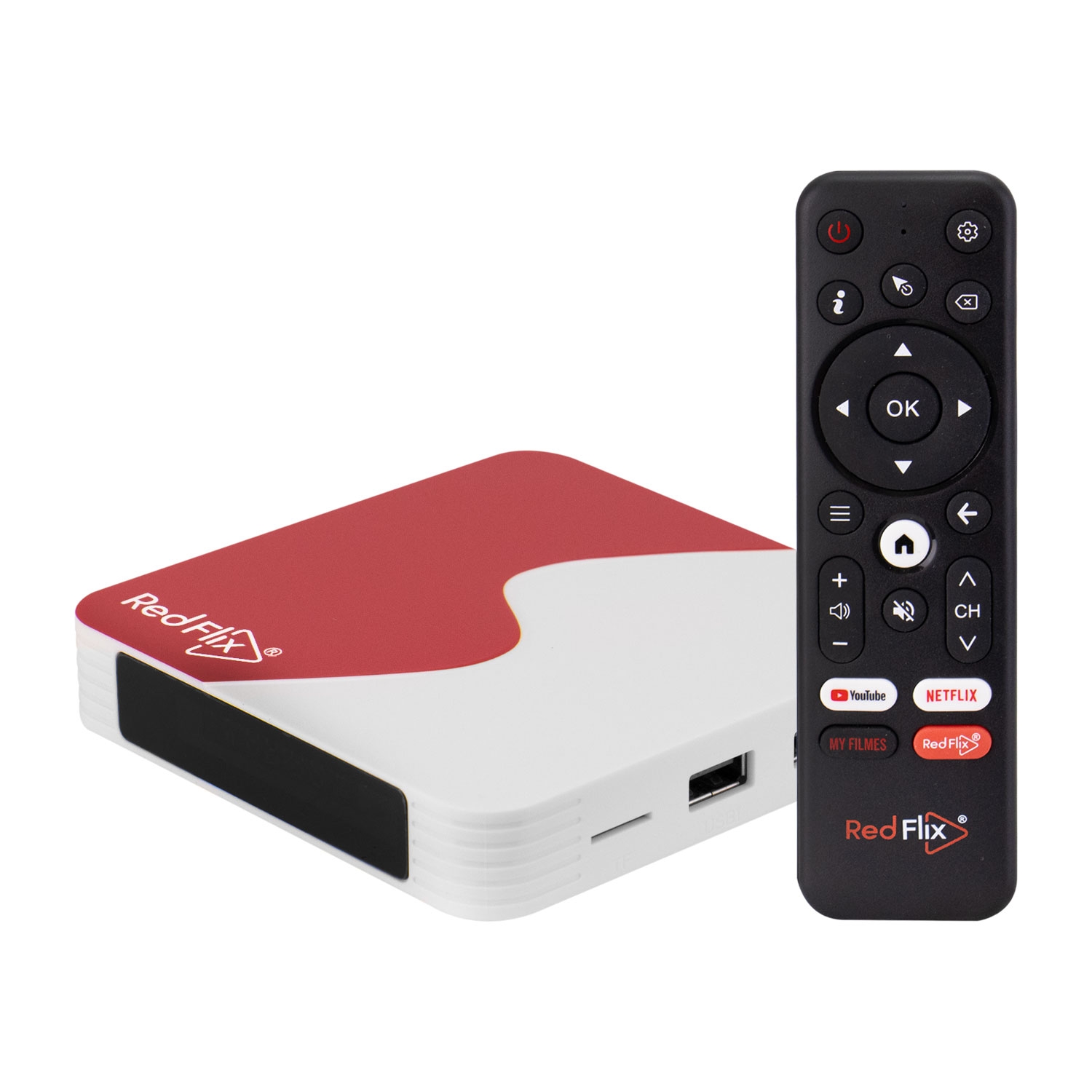 Foto do Produto Receptor Redflix Red+ -2/16GB - Wi-Fi - Android - 4K - Branco/Vermelho