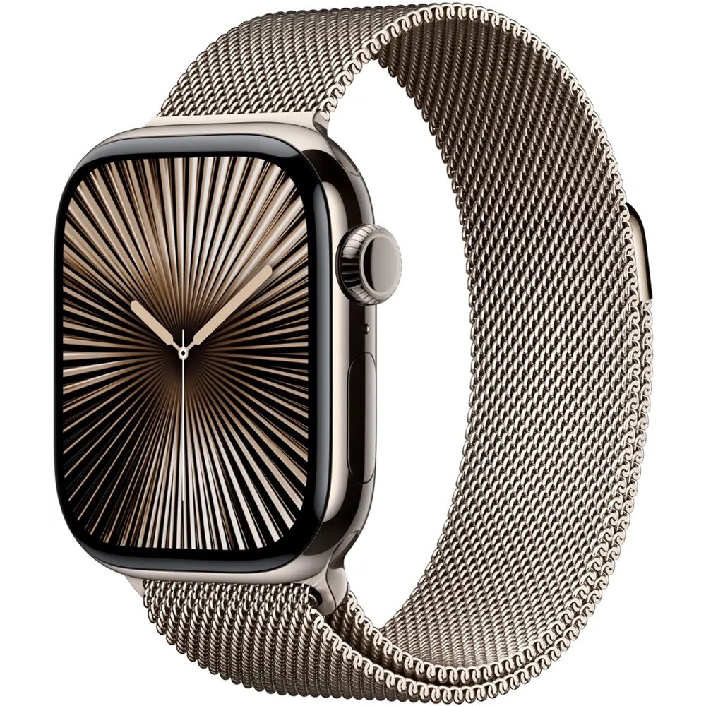 Foto do Produto Apple Watch Series 10 42mm GPS + Celular MWXF3LW/A Natural Titanium/Milanese Loop Natural