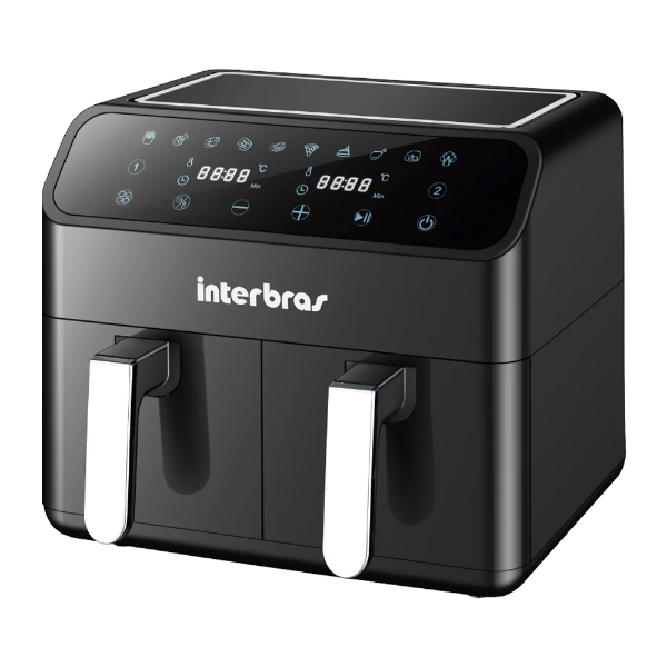 Foto do Produto Fritadeira Eletrica Interbras Air Fryer S40BR / 2 Em 1 / 4 Litros / 1000W + 1000W / 110V - Preto