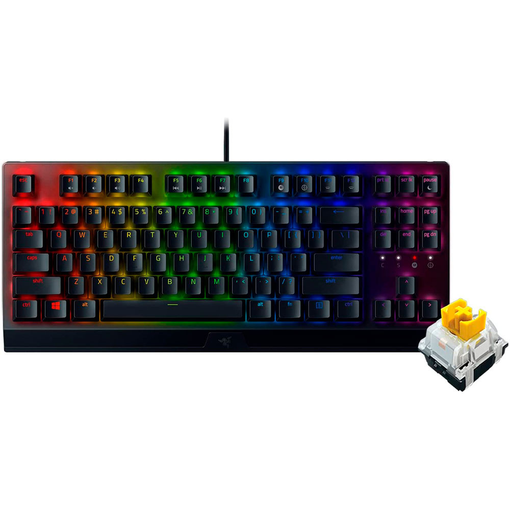Foto do Produto Teclado Gamer Mecânico Razer Blackwidow V3 Tenkeyless USB Inglês Switch Amarelo - RZ03-03491800-R3M1