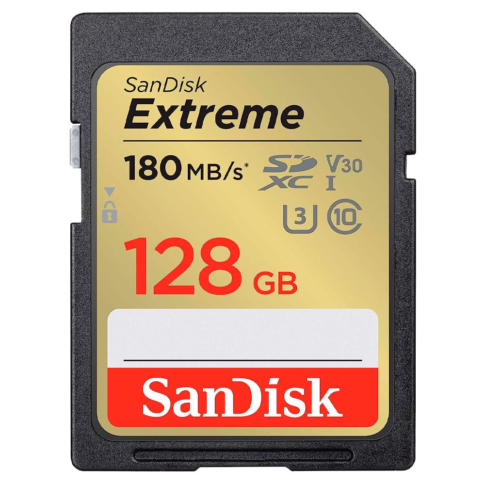 Foto do Produto Cartão De Memória Sandisk Extreme SDXC 128GB Classe 10 180MB/S - SDSDXVA-128G-GNCIN