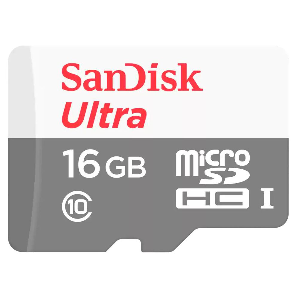 Foto do Produto Cartão de Memória Micro SD SanDisk Ultra SDHC 16GB 80 MB/s Class 10 - SDSQUNS-016G-GN3MA