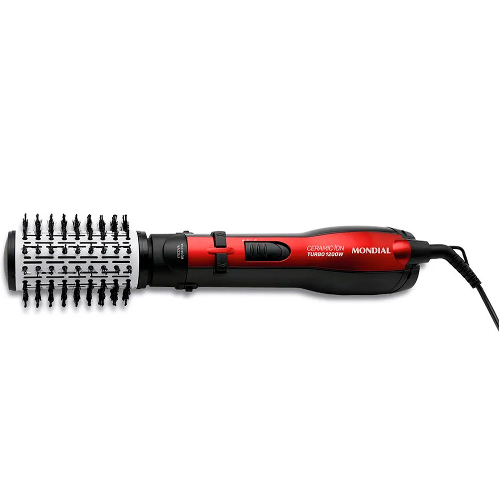 Foto do Produto Escova Giratória Mondial Ceramic Íon Turbo ER-09 - 1200W - 5 em 1 - 110V/60Hz - Preto e Vermelho