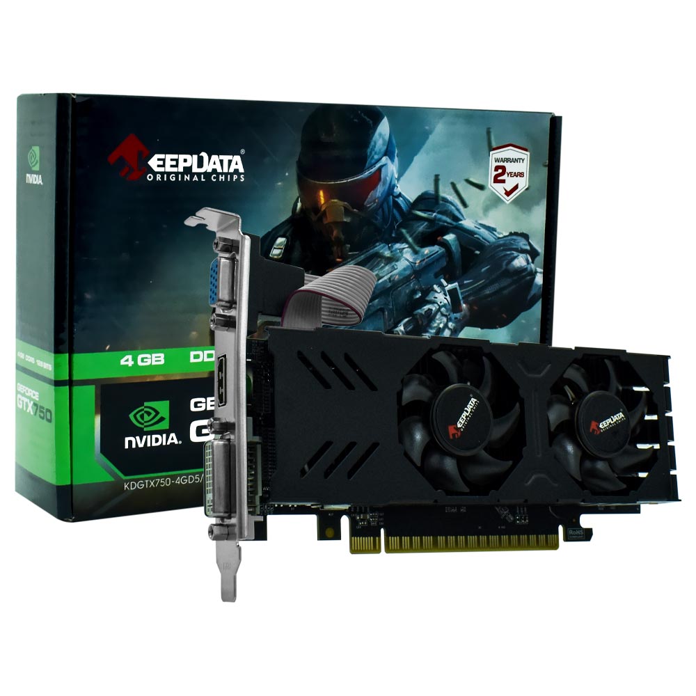 Foto do Produto Placa de Vídeo Keepdata 4GB GeForce GTX750 GDDR5 - LOW PROFILE KDGTX750-4GD5/128B