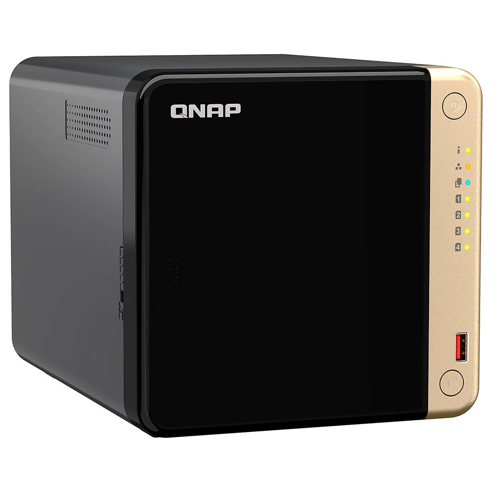 Foto do Produto Servidor Nas Storage QNAP TS-464 Intel Celeron N5095 4 de 2.9GHz / 8GB de RAM / 4 Baias / USB / LAN - Preto
