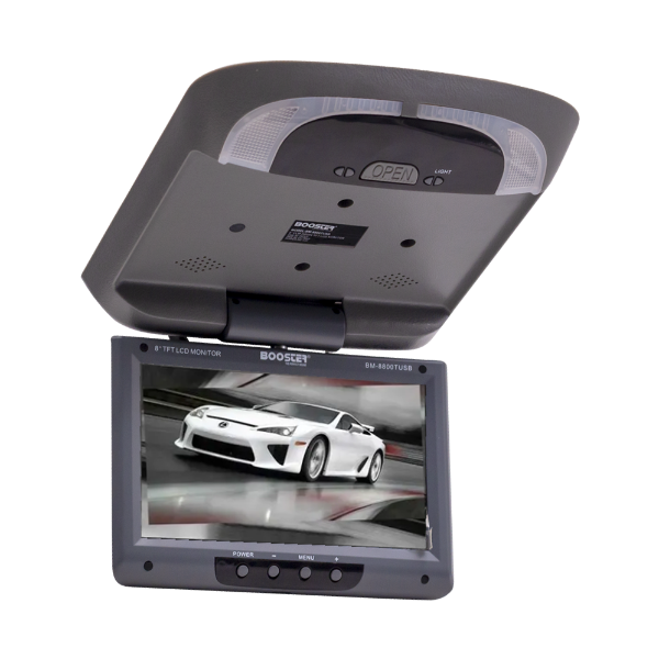 Foto do Produto Tela de Teto Automotivo Booster BM-8800TUSB / 8.0" / Monitor Giratorio Com Alto Falante / USB / SD / IR - Grey
