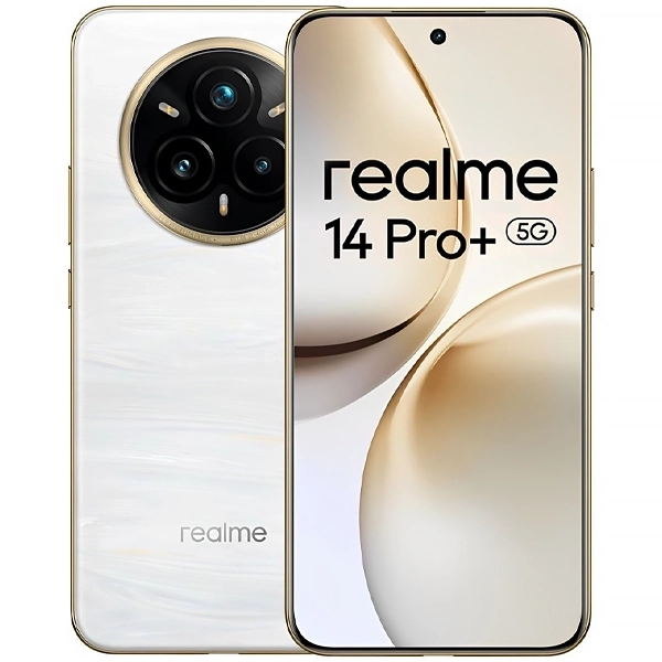 Foto do Produto Celular realme 14 Pro+ RMX5051 NFC Dual SIM de 512GB/12GB RAM de 6.83" 50+50+8MP/32MP - Pearl White (Anatel)