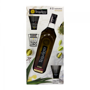 Foto do Produto Kit Tequila Tequilero Del Leste Reposado 1 Garrafa 750Ml + 2 Copos Shot de Vidro