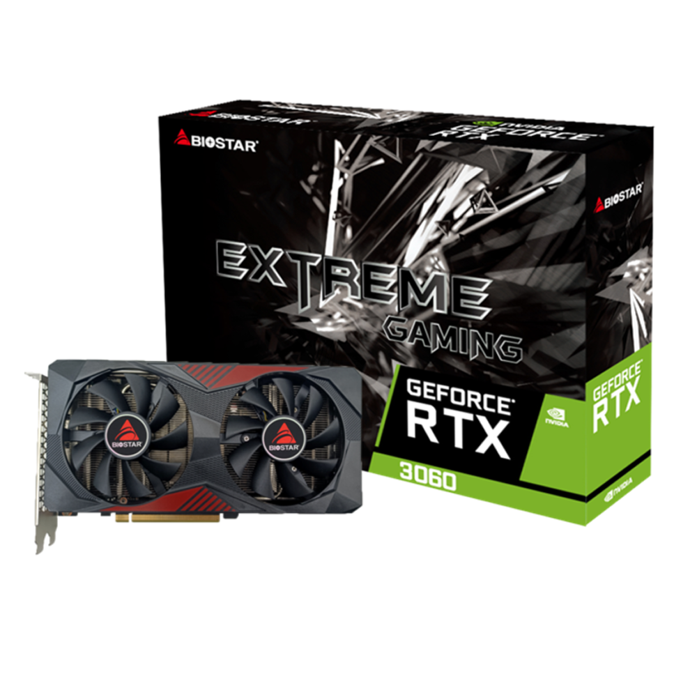 Foto do Produto Placa de Video Biostar GeForce RTX3060 Extreme Gaming - 12GB - GDDR6 - HDMI/DisplayPort